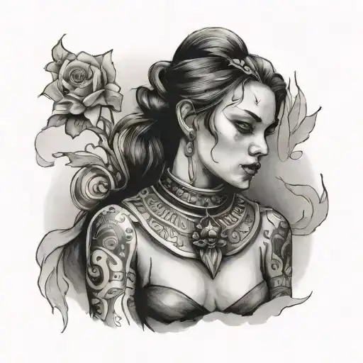 petite girl in slave collar tattoo design idea