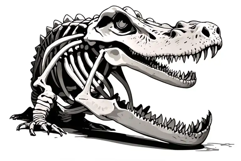 alligator skeleton with flesh tattoo design idea