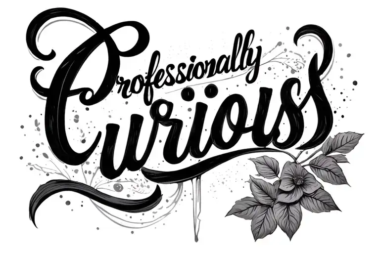 "Professionally curious " script font tattoo design idea