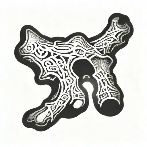 bone hand, engraved with magic runes  tattoo design idea