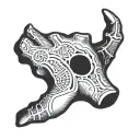 bone hand, engraved with magic runes  tattoo design idea