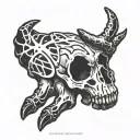 bone hand, engraved with magic runes  tattoo design idea