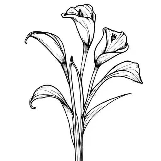 jonquil, narcissus and calla lily bouquet tattoo design idea