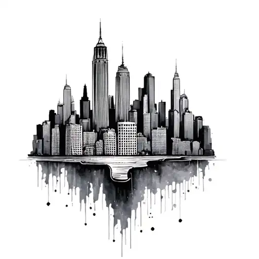 web with NYC skyline made tattoo design idea
