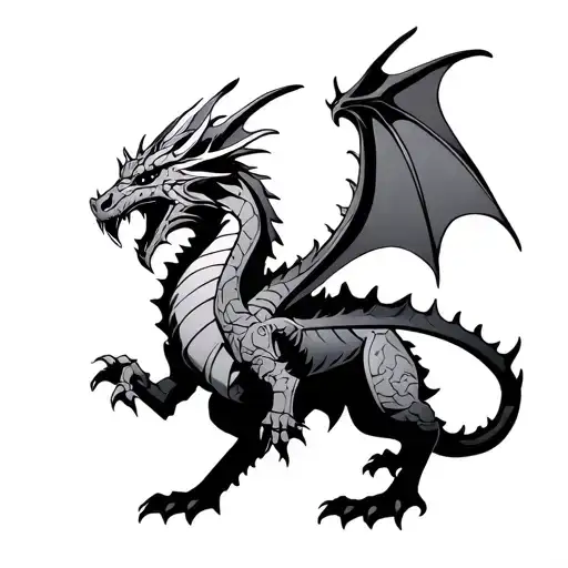 Diablo 4 game, dragon, druid, knight tattoo design idea