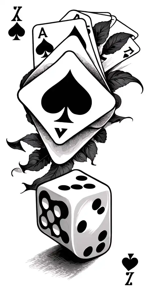 cards and dice tattoo design idea