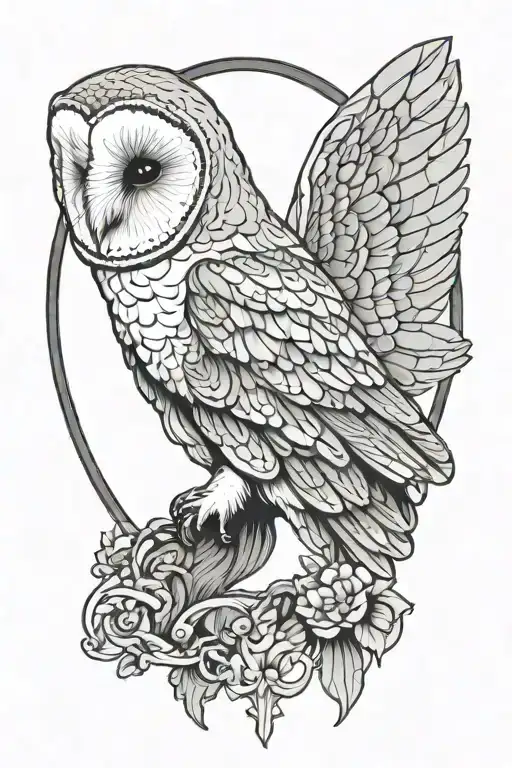 barn owl stained glass tattoo design idea