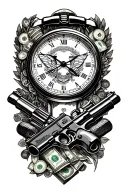 guns money drugs time piece tattoo design idea