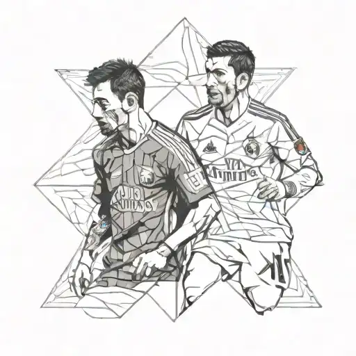 Messi and Cristiano Ronaldo fused together tattoo design idea