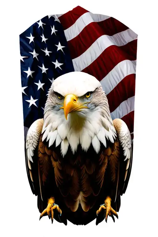 bald eagle american flag wings spread tattoo design idea