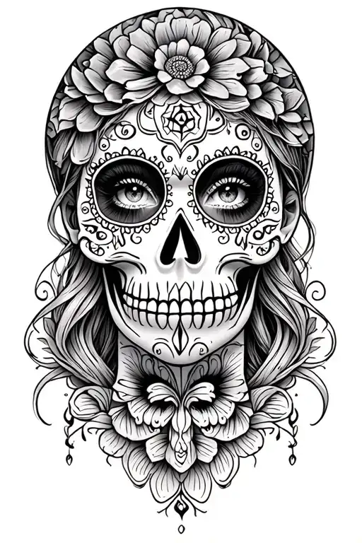 Female face painted in Sugar Skull with Magic the Gathering mana symbols  tattoo design idea