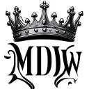"MDW" "MDW" with a King crown on the M letter tattoo design idea
