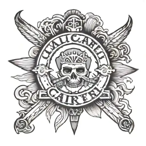 forehead tatto that says "cali cartel" tattoo design idea