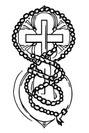 cross with rosary wrapped tattoo design idea