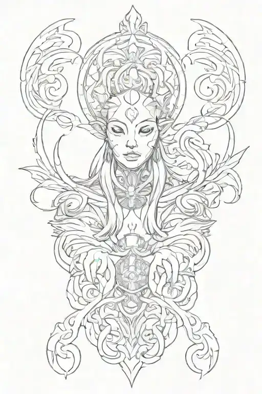 symbolize a wise protector who is blessed and faithful, embodying qualities of intelligence, guardianship, and virtue. tattoo design idea