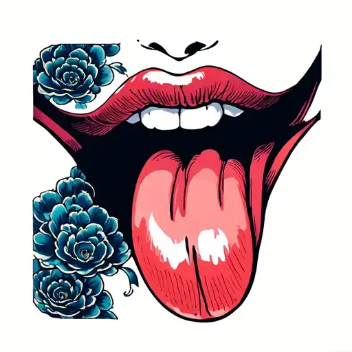 lips, tongue licking tattoo design idea