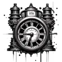 Generate a Geared time machine with date 17/08/20 and time 7.40 pm tattoo design idea