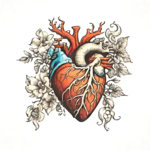 anatomical heart tattoo design idea