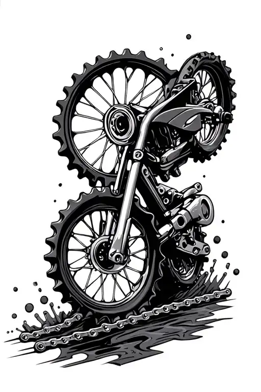 dirt bike chain & sprocket in space tattoo design idea