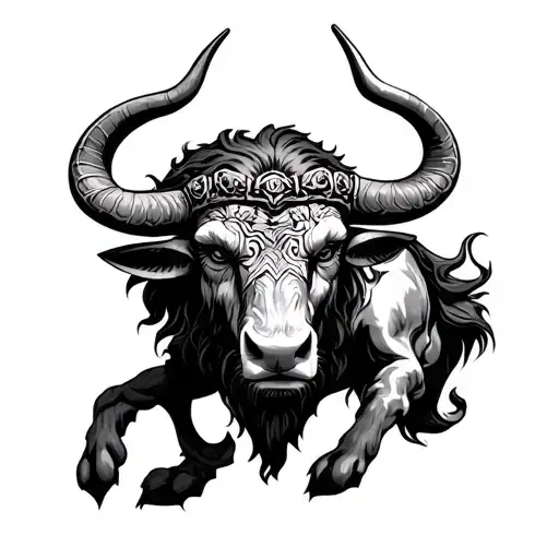 Greek Mythology labyrinth + minotaur background tattoo design idea