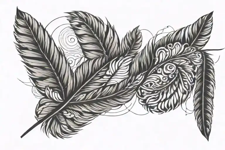 cat paw print in the infinity of a feather tattoo design idea