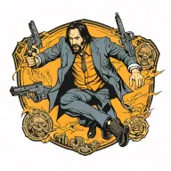 john wick in a shoot out with enimies tattoo design idea