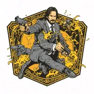 john wick in a shoot out with enimies tattoo design idea