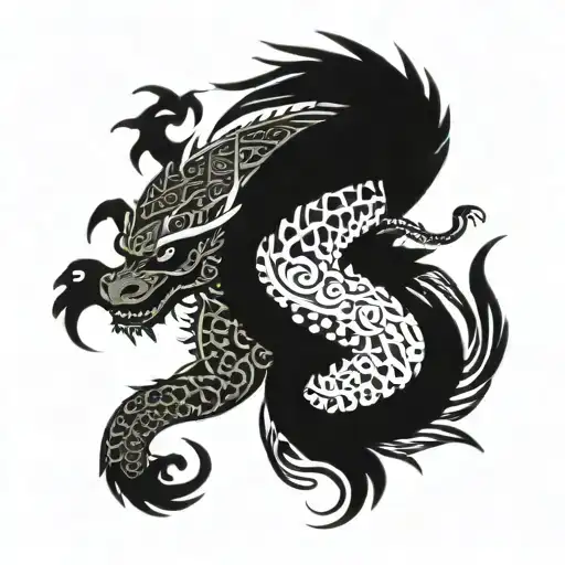 Polynesian wrapped around arm with dragon like yakuza tattoo tattoo design idea