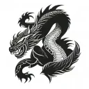 Polynesian wrapped around arm with dragon like yakuza tattoo tattoo design idea