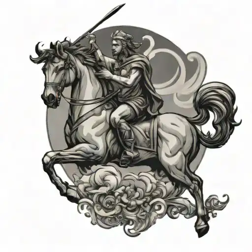 King of Sagittarius riding a majestic centaur tattoo design idea