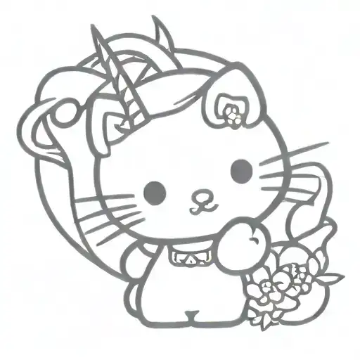 hello kitty with devil horns tattoo design idea
