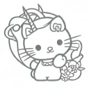 hello kitty with devil horns tattoo design idea