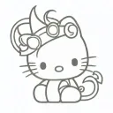 hello kitty with devil horns tattoo design idea