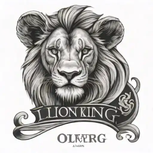 a lion king theme tattoo with the name Oliver and the date 07/14/2024  tattoo design idea