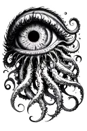 swirly tentacles eyeball tattoo design idea