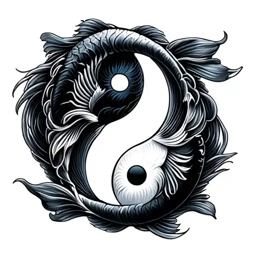 Japanese koi fish yin yang tattoo design idea