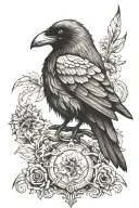 gothic raven sitting tattoo design idea