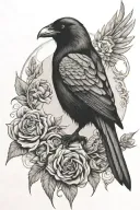 gothic raven sitting tattoo design idea