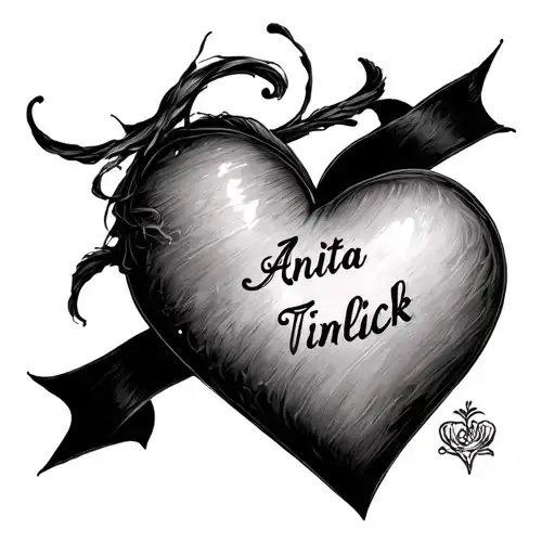 a heart that reads"Anita Timlick" tattoo design idea