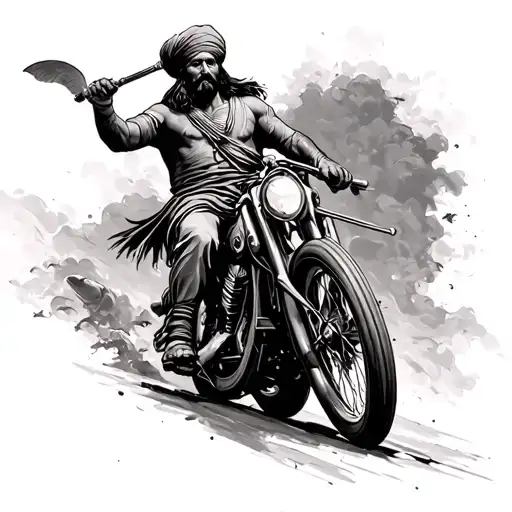 sikh warrior riding tattoo design idea