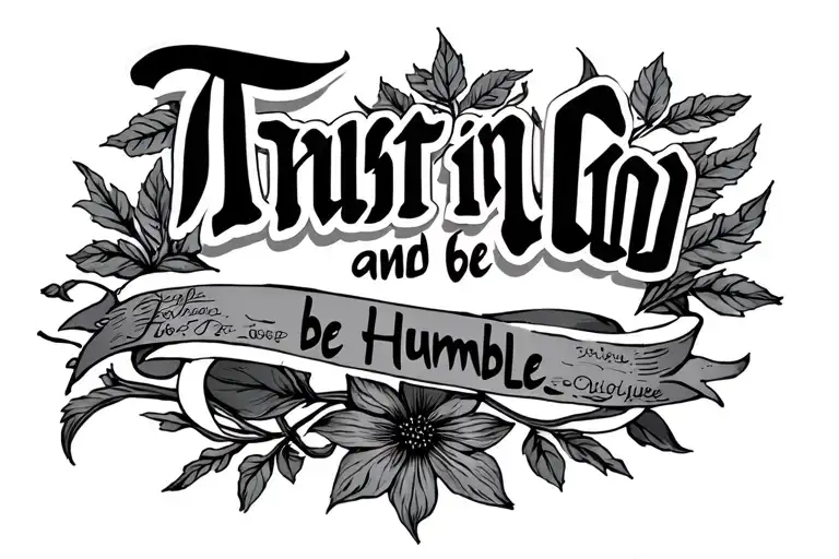 "Trust in God and be Humble" chapelet catholique tattoo design idea