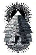 Aztec pyramid with eclipse  tattoo design idea