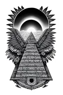 Aztec pyramid with eclipse  tattoo design idea