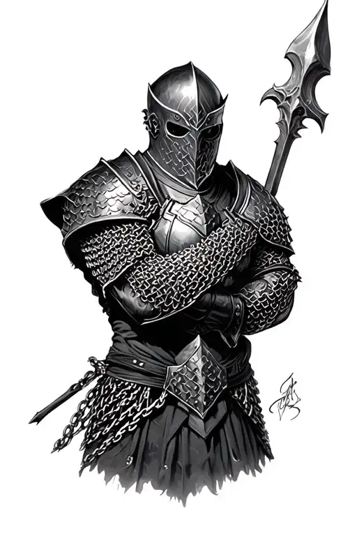 battle armour chain mail sleeve tattoo design idea