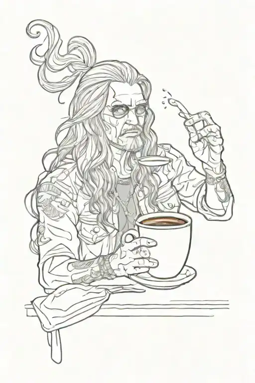 ozzy tired drinking coffee  tattoo design idea