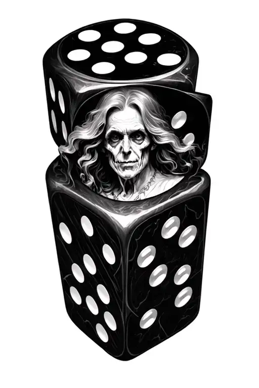 Gustave Dore witch rolling dice tattoo design idea