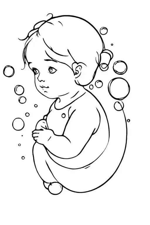 baby, girl, bubbles tattoo design idea