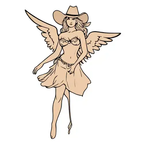 cowgirl cupid tattoo design idea
