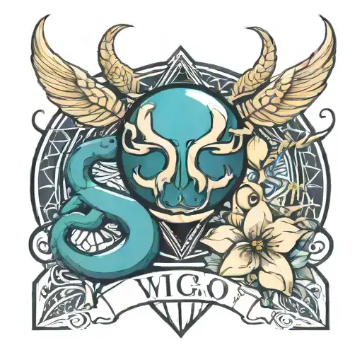cancer and virgo zodiac sign tattoo design idea