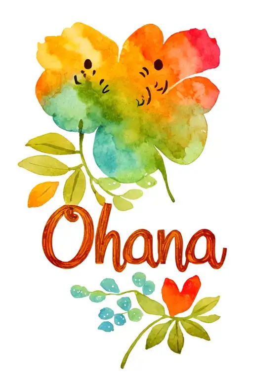 stitch with word ohana tattoo design idea